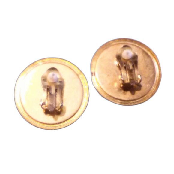 Vintage Gold Tone Purple Flower and Butterfly Cloisonne Clip Earrings - Picture 4 of 5